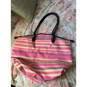 Bag Striped in pastel colors with black handles